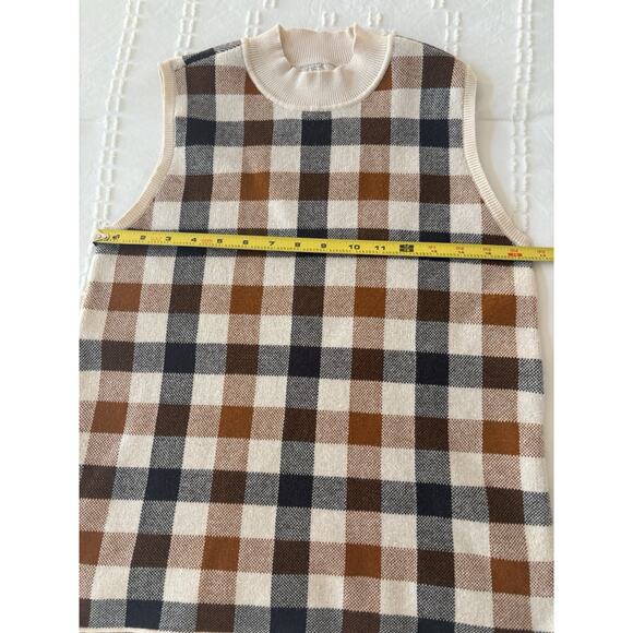 LOFT Petite Plaid Sweater Vest Retro 70s Style Lightweight Cotton Knit - Picture 5 of 7